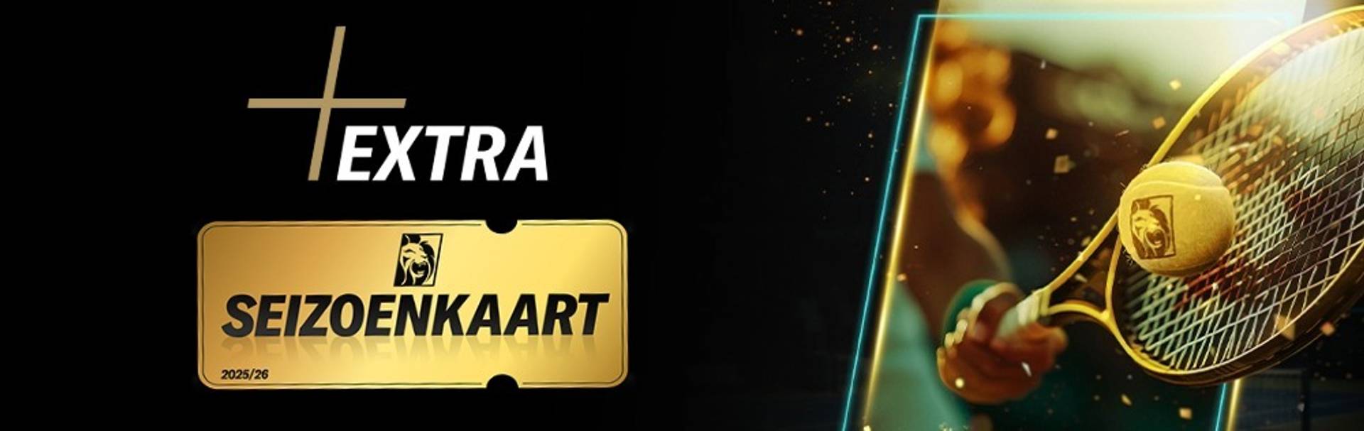 Tennisbal en racket met de tekst "+EXTRA".