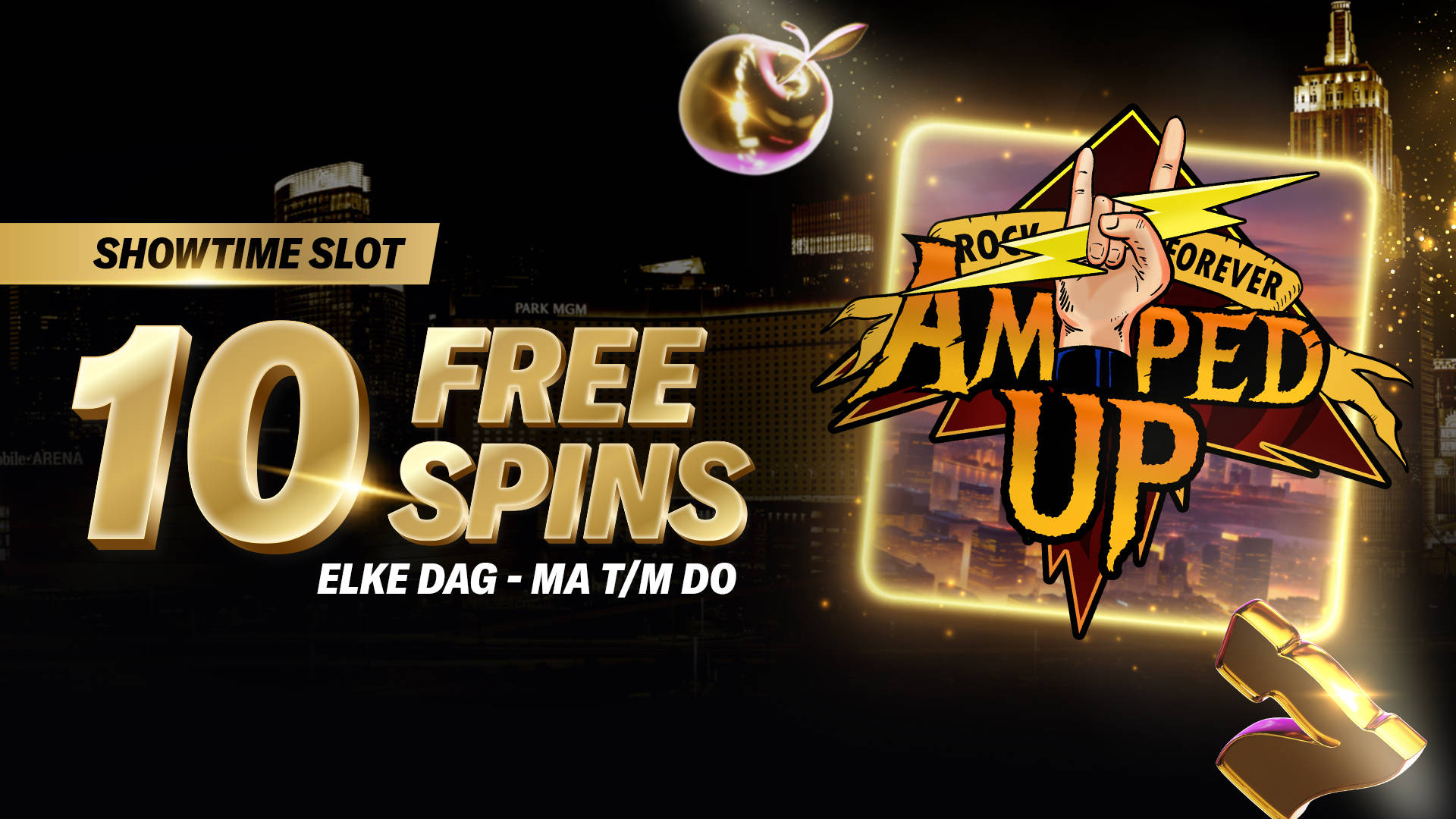 Showtime Slot promotie met 10 Free Spins elke dag van maandag t/m donderdag.