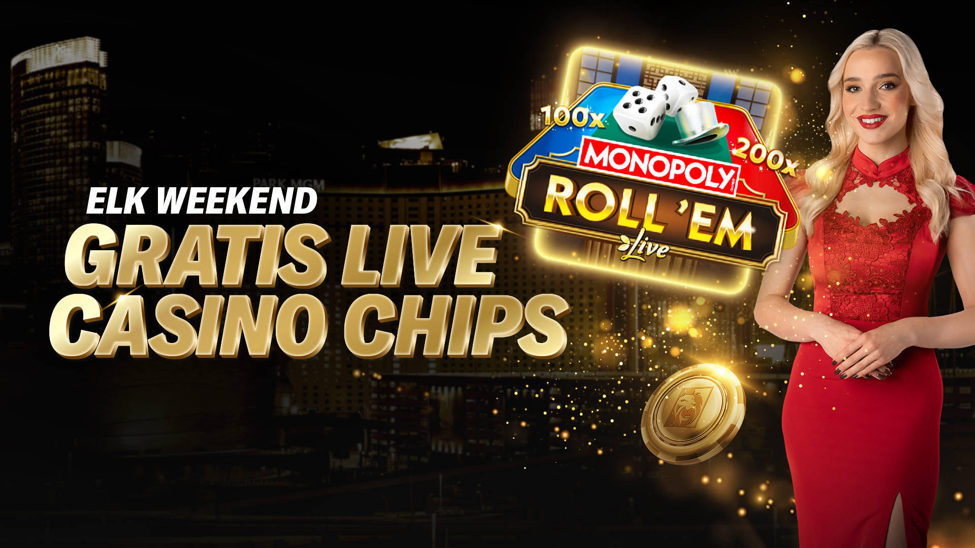 Weekend Lounge met Live Casino Chips op Monopoly Roll'em Live