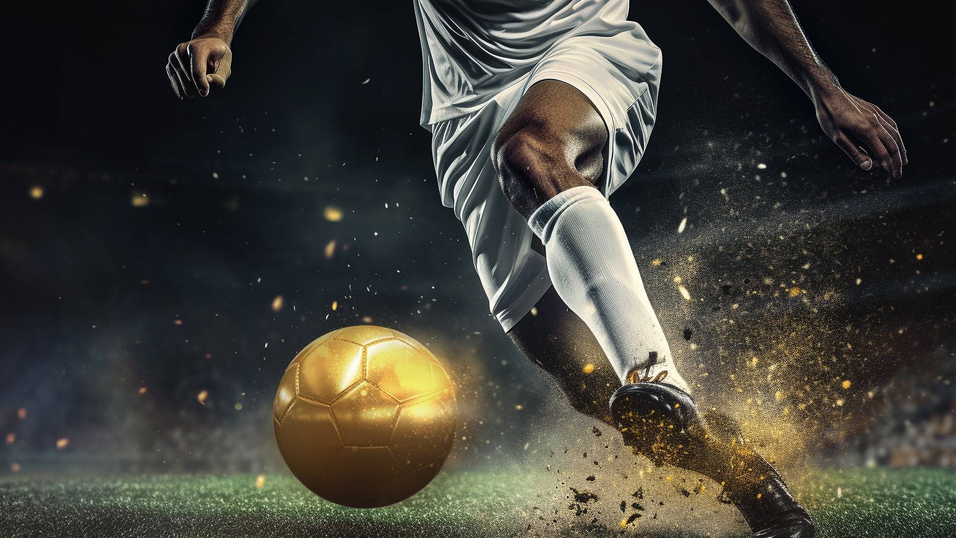 closeup of player kicking football