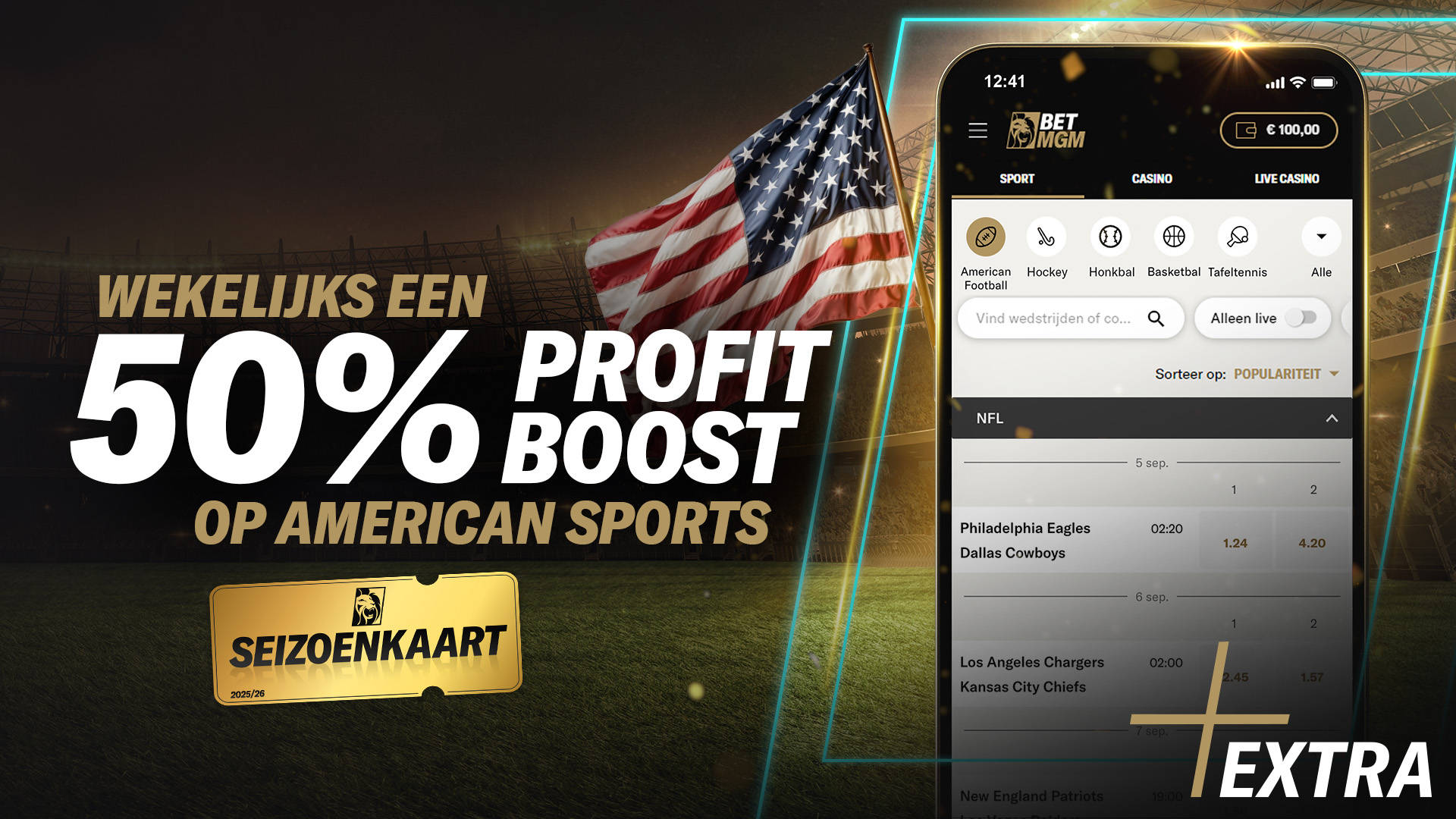 Wekelijkse Profit Boost van 50% op Amerikaanse sporten